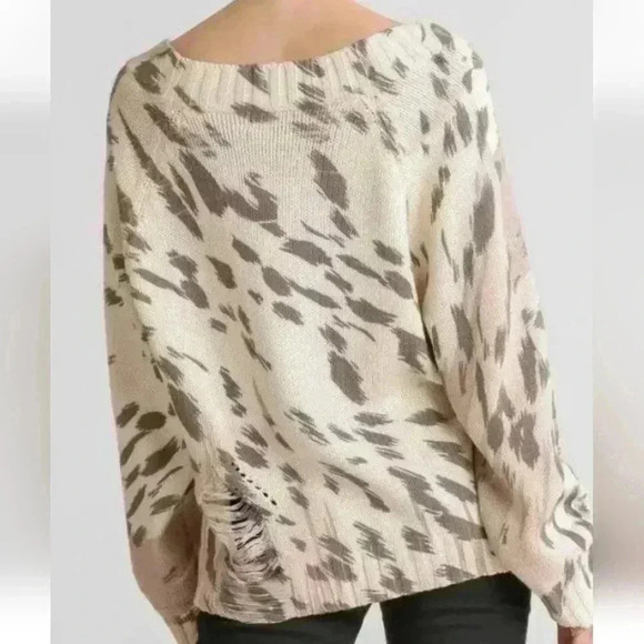 Umgee distressed animal print chunky knit sweater women's XL NWT - Picture 8 of 8